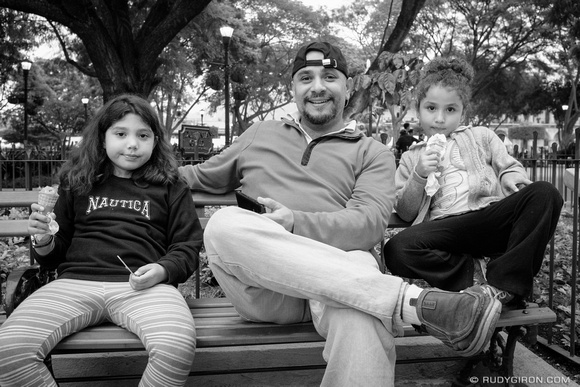 Rudy Giron: Antigua Guatemala &emdash; Street Photography — Father and Daughters Bonding at Parque Central